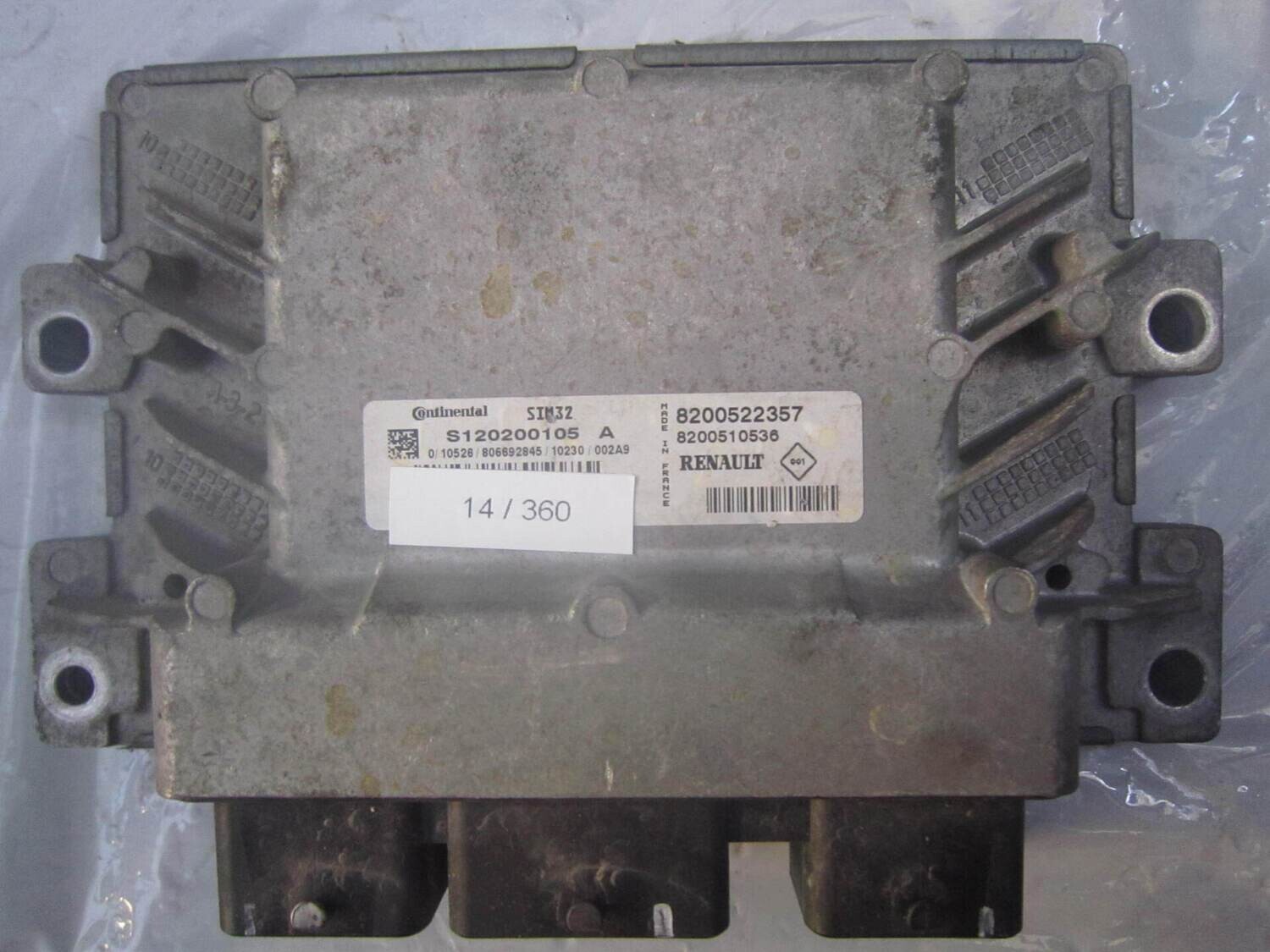 14-360 Centralina Motore Continental S120200105 A S120200105A 8200522357 SIM32 8200510536  RENAULT BENZINA CLIO