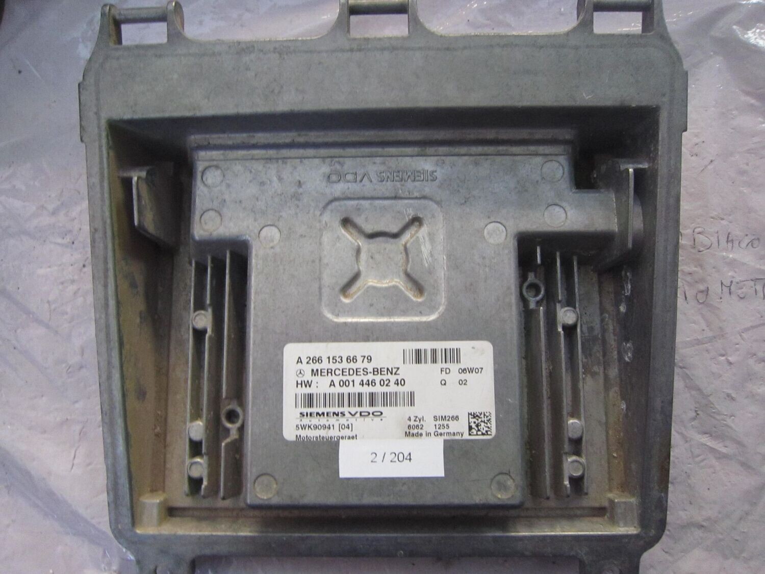 2-204 Centralina Motore Siemens 5WK90941   A 266 153 66 79 SIM266 A 001 446 02 40  MERCEDES DIESEL CLASSE A