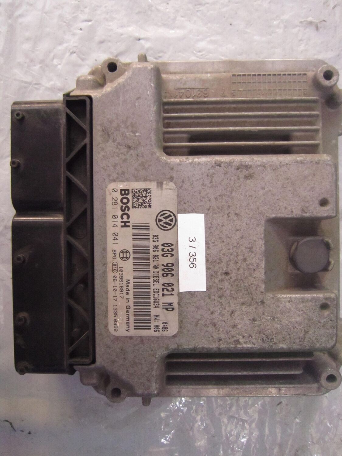 3-356 Centralina Motore Bosch 0 281 014 041 0281014041 03G 906 021 MP 1039S18917 EDC16U34 VOLKSWAGEN Diesel TOURAN 3-356 Centralina Motore Bosch 0 281 014 041 0281014041 03G 906 021 MP 1039S18917 EDC16U34 VOLKSWAGEN Diesel TOURAN