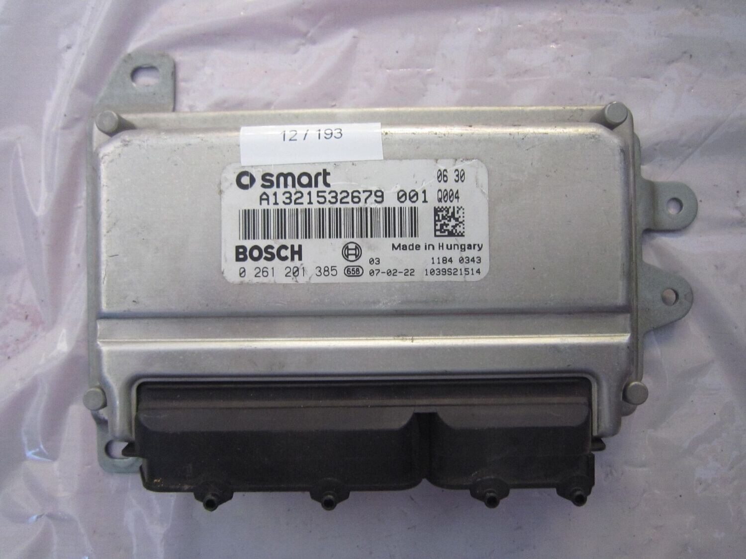 12-193 Centralina Motore Bosch 0 261 201 385 0261201385 A1321532679 1039S21514 Q004 SMART Benzina 451 12-193 Centralina Motore Bosch 0 261 201 385 0261201385 A1321532679 1039S21514 Q004 SMART Benzina 451
