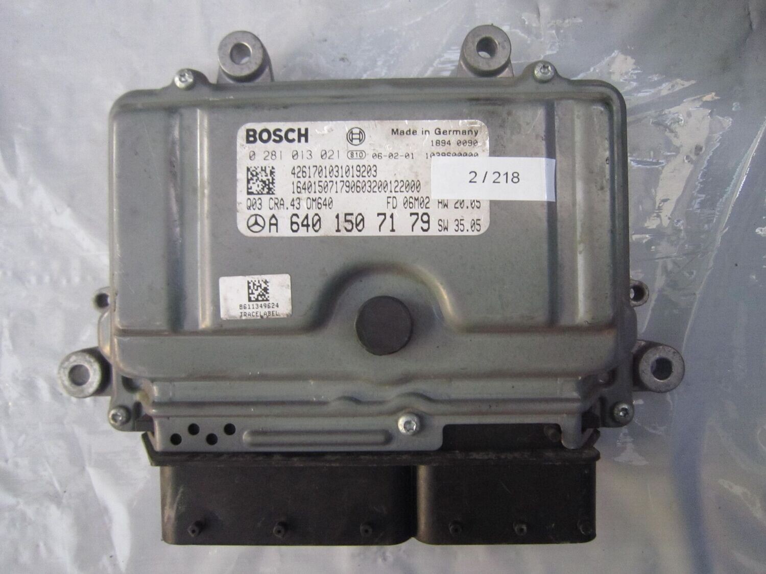 2-218 Centralina Motore Bosch 0 281 013 021 0281013021 A 640 150 71 79 1039S00000 CRA.43 OM640 FD 05M10 HW 20.05 SW 35.05 MERCEDES DIESEL CLASSE A 2-218 Centralina Motore Bosch 0 281 013 021 0281013021 A 640 150 71 79 1039S00000 CRA.43 OM640 FD 05M10 HW 20.05 SW 35.05 MERCEDES DIESEL CLASSE A