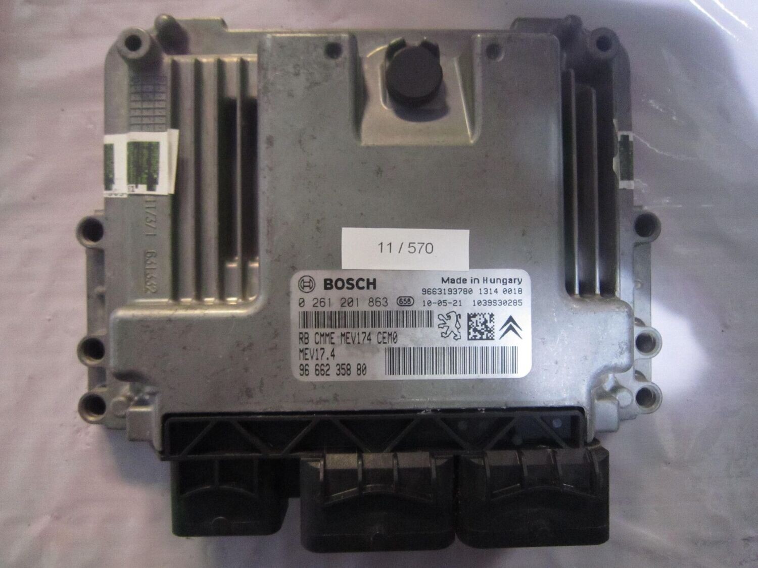 11-570 Centralina Motore Bosch 0 261 201 863 0261201863 96 662 358 80 1039S30285 MEV17.4  CITROEN BENZINA C 3