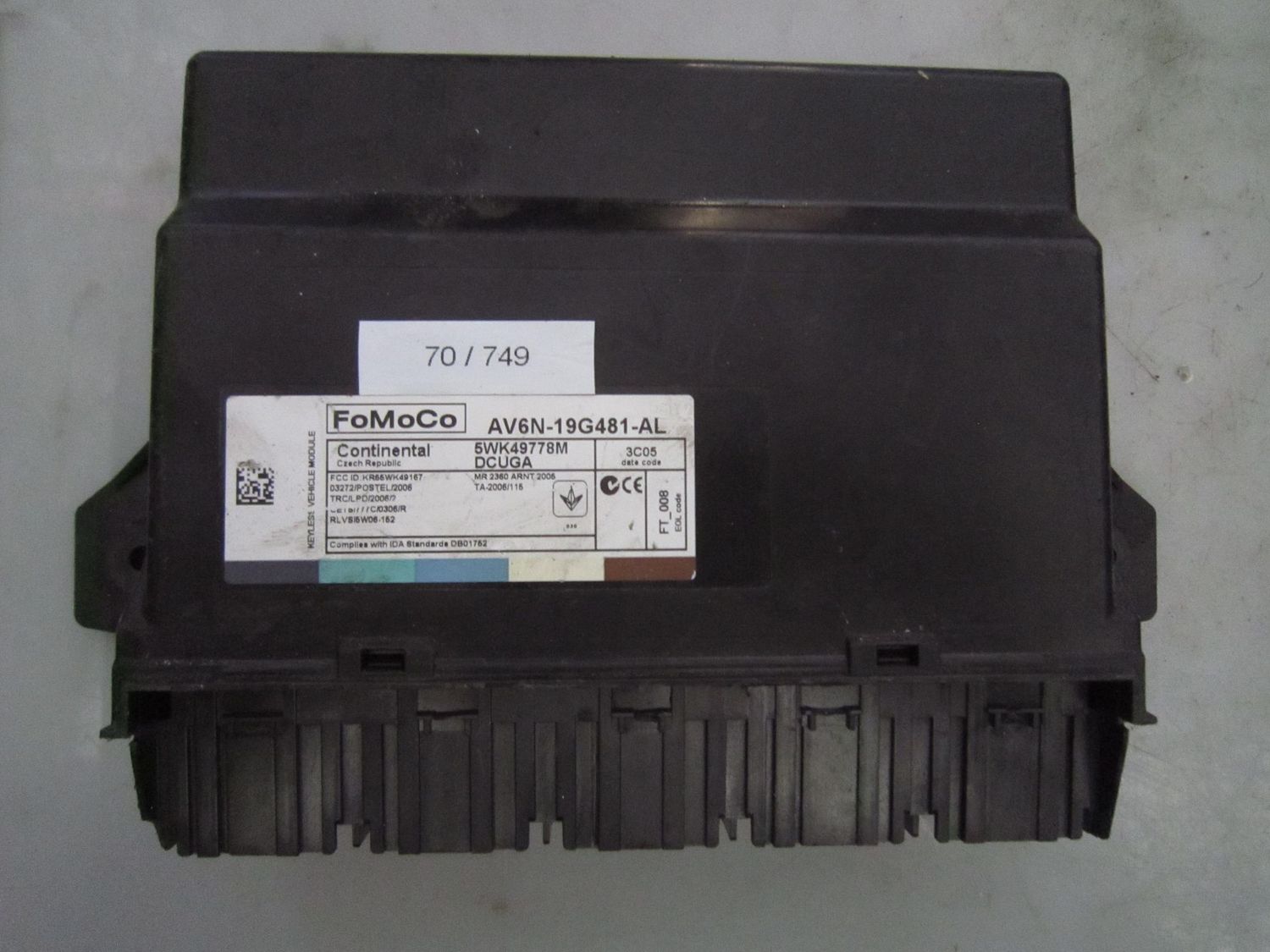 70-749 Modulo Chiusura Centralizzata Continental  5WK49778M   AV6N-19G481-AL    FORD  FOCUS