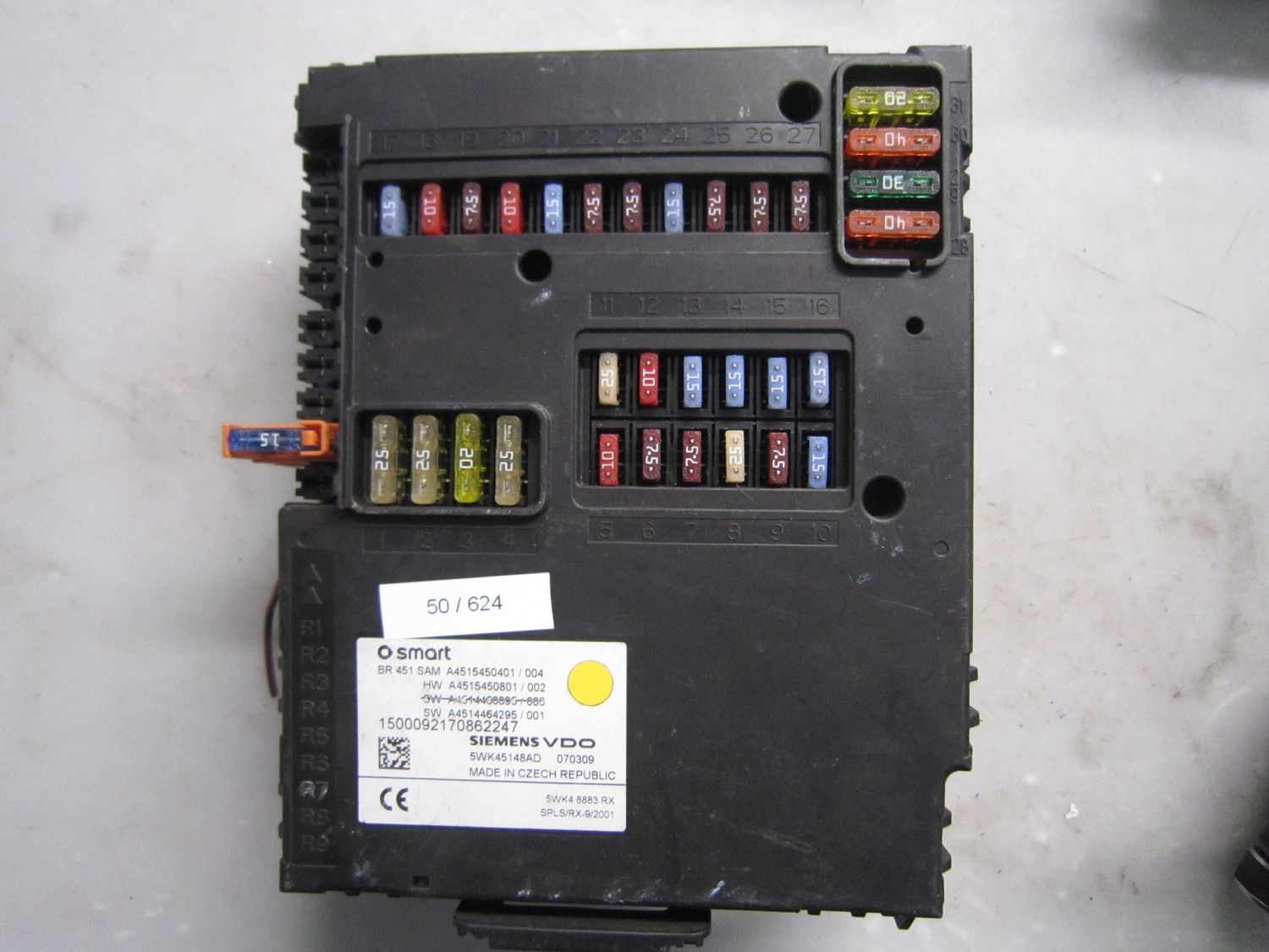 50-624 Body Computer Siemens 5WK45148AD A4515450401 SW A4514464295 SMART 451 50-624 Body Computer Siemens 5WK45148AD A4515450401 SW A4514464295 SMART 451