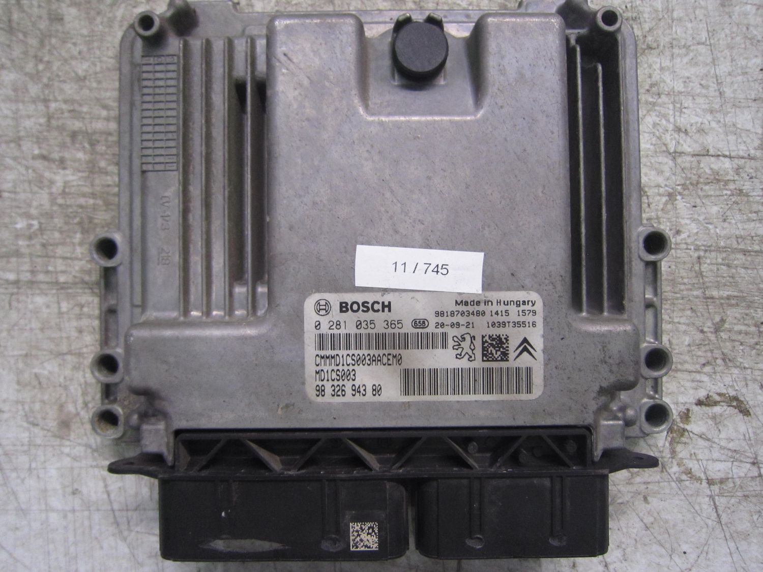 11-745 Centralina Motore Bosch 0 281 035 365 0281035365 96 326 943 80 1039T35516 MD1CS003  CITROEN Diesel C 3