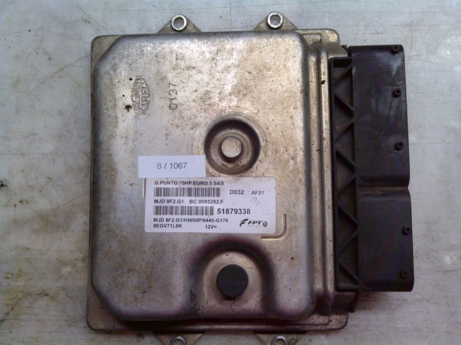 8-1067 Centralina Motore Magneti Marelli 51879338   MJD 8F2.G1 BC.0095282.F G.PUNTO 75HP EURO 5 S&S HW00P/9445-G176 FIAT Diesel Punto