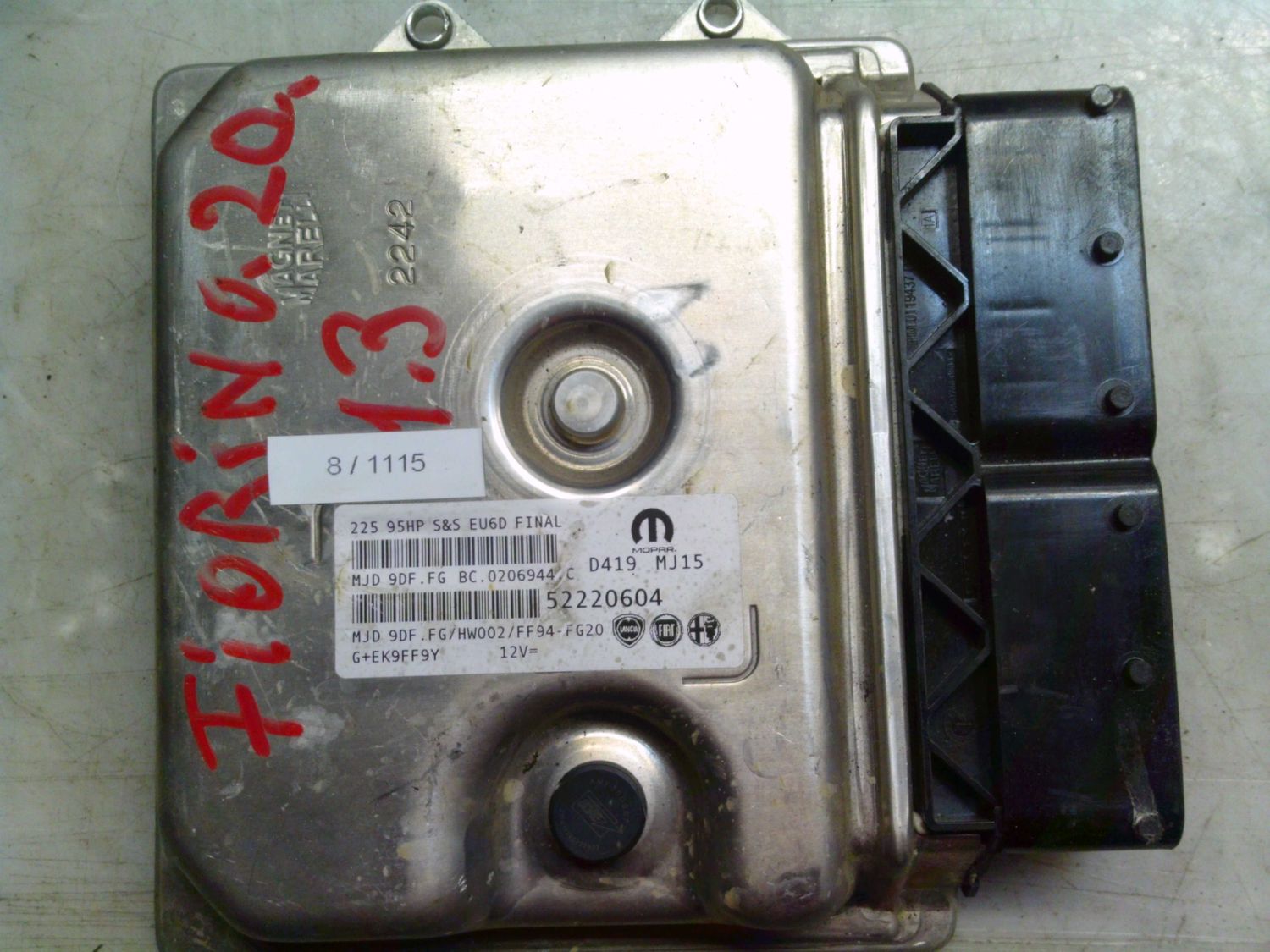 8-1115 Centralina Motore Magneti Marelli 52220604   MJD 9DF.FG BC.0206944.C 225 95HP S&S EU6D FINAL HW000/4F42-F525 FIAT Diesel FIORINO