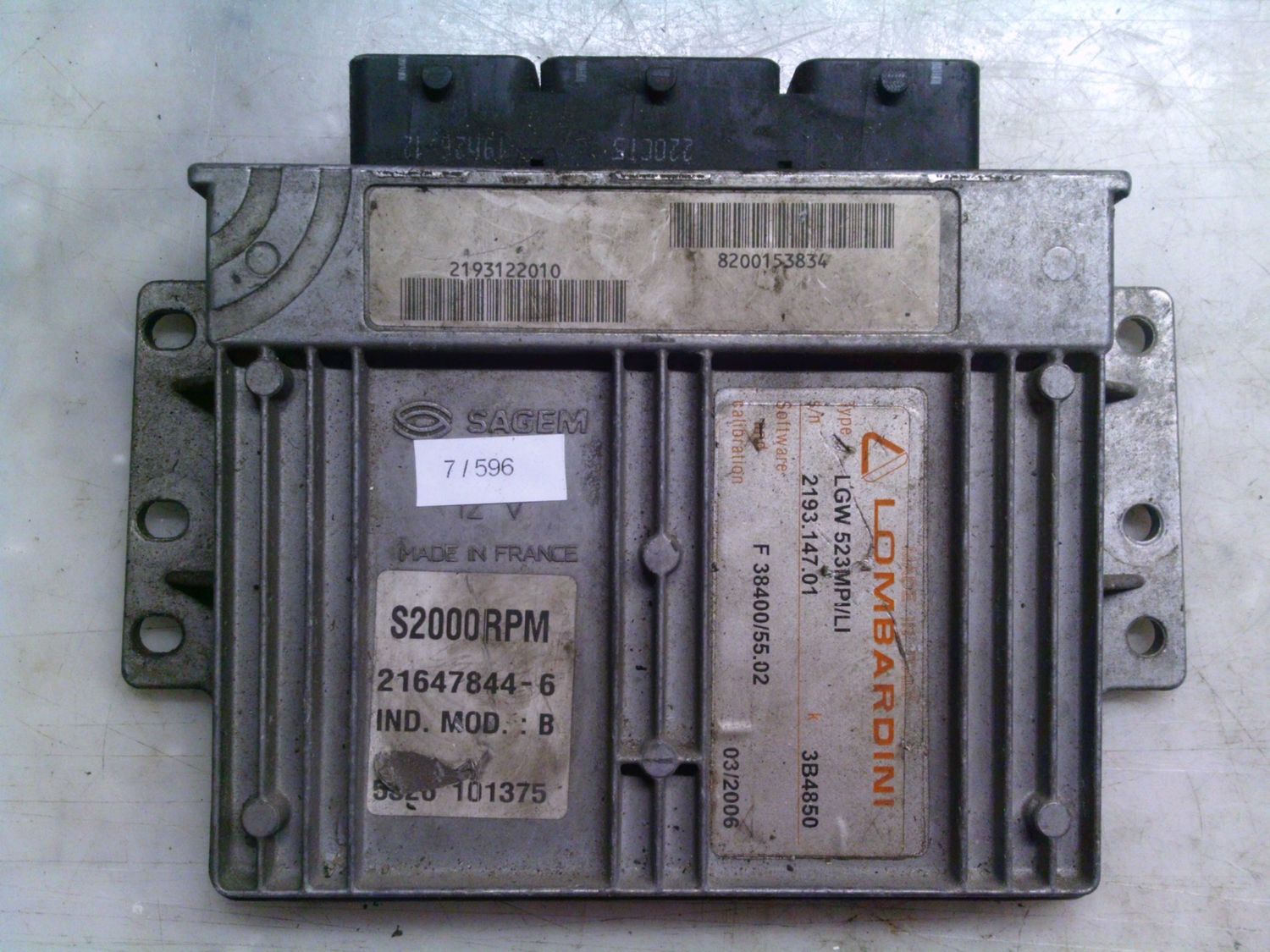 7-596 Centralina Motore Sagem 21647844-6 216478446 8200153834 LGW 523MPI/LI S2000RPM  CHATENET Benzina VARIE