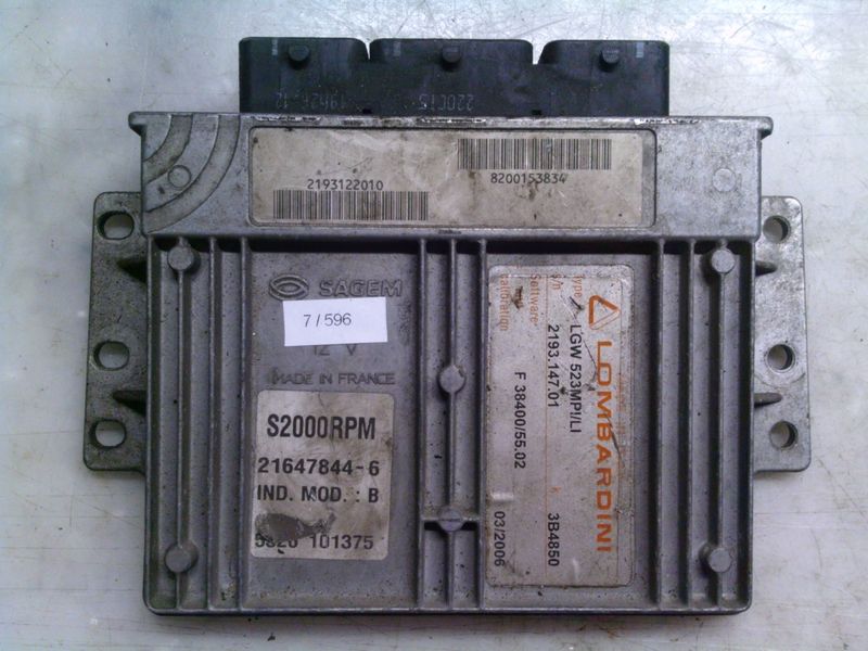7-596 Centralina Motore Sagem 21647844-6 216478446 8200153834 LGW 523MPI/LI S2000RPM  CHATENET Benzina VARIE