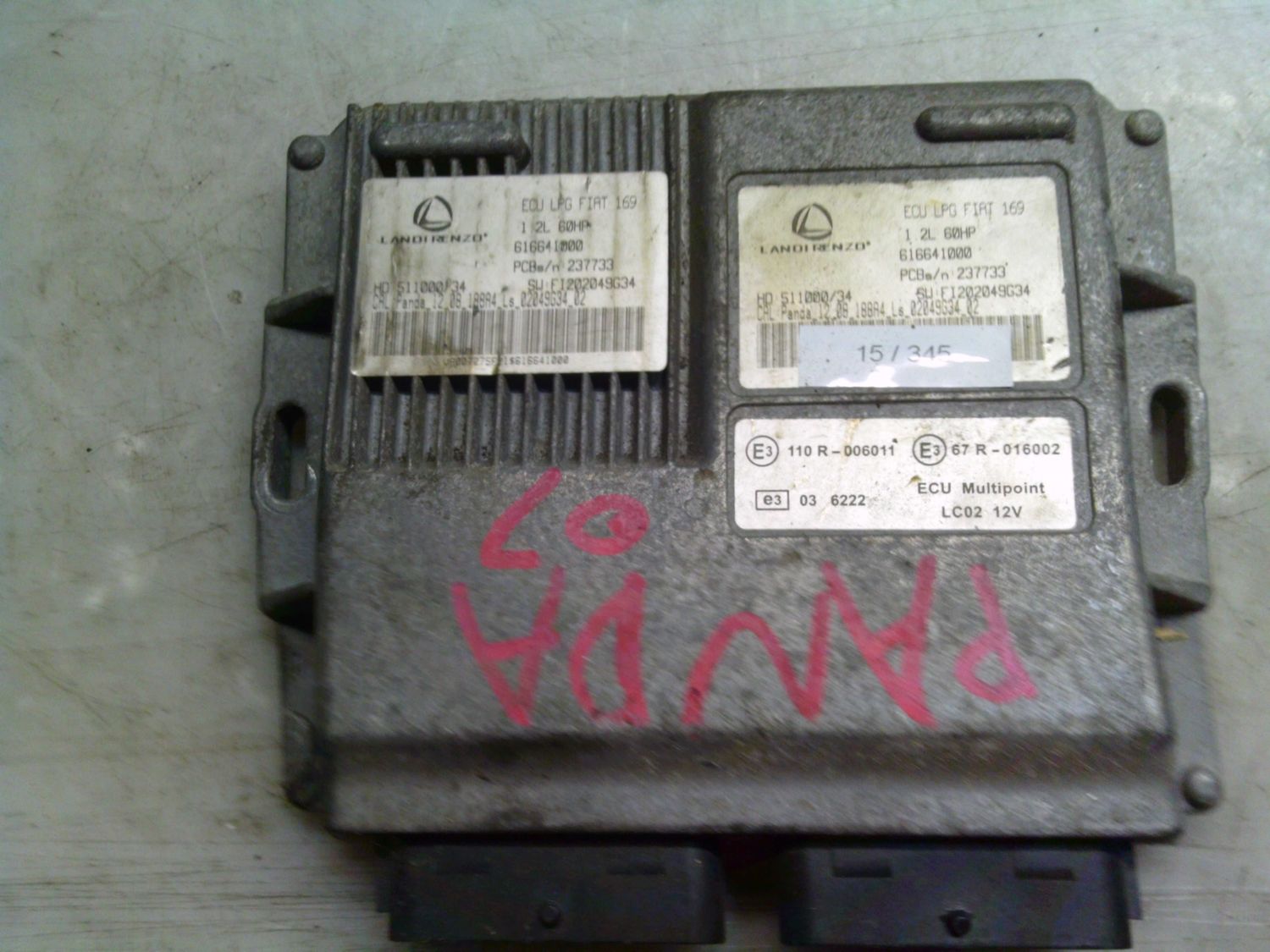 15-345 Centralina Gas Gpl Landi Renzo 616641000   ECU LPG FIAT 169 FI202045G34 67R-016002   FIAT Benzina / Gpl Panda