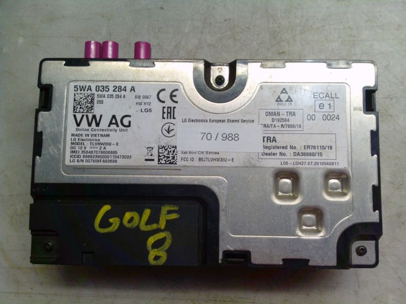 70-988 Modulo Chiamata Emergenza Lg 5WA 035 284 A 5WA035284A TLVHM3IU-E HW:  H12   VOLKSWAGEN  GOLF