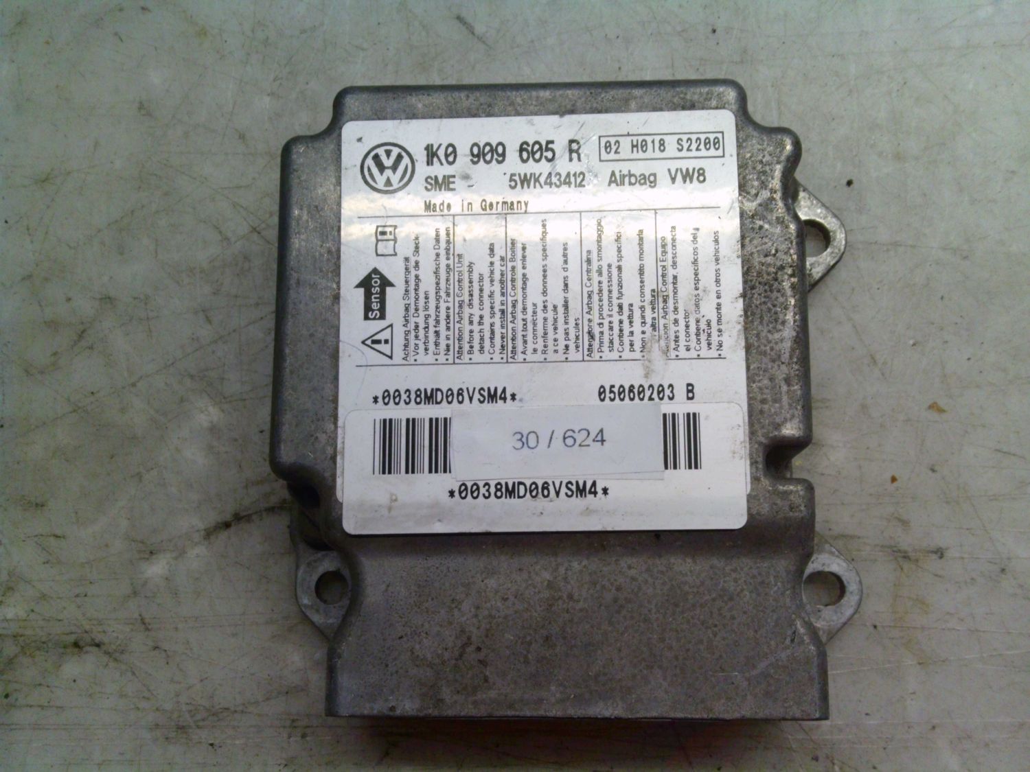 30-624 Centralina Airbag Sme 5WK43412   1K0 909 605 R    VOLKSWAGEN  Golf