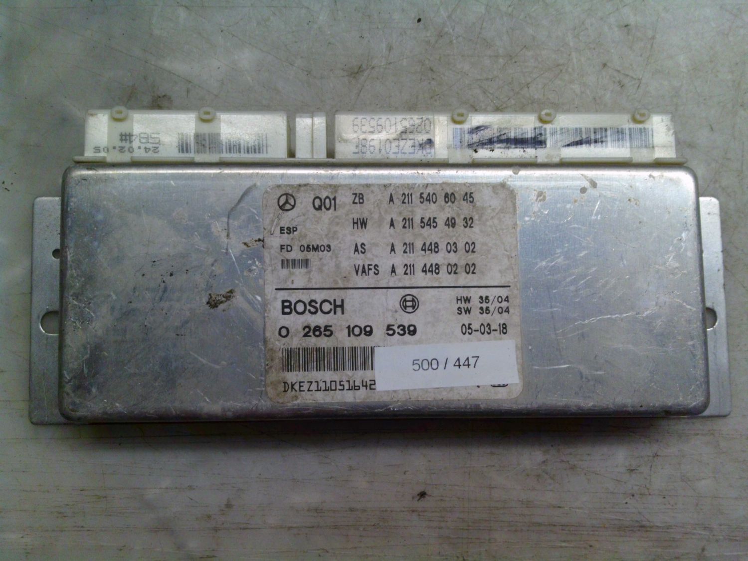 500-447 Centralina Abs Esp Hba Bosch 0 265 109 539 0265109539 A 211 540 60 45 A 211 545 49 32 FD 05M03 Q01 MERCEDES Diesel Classe E