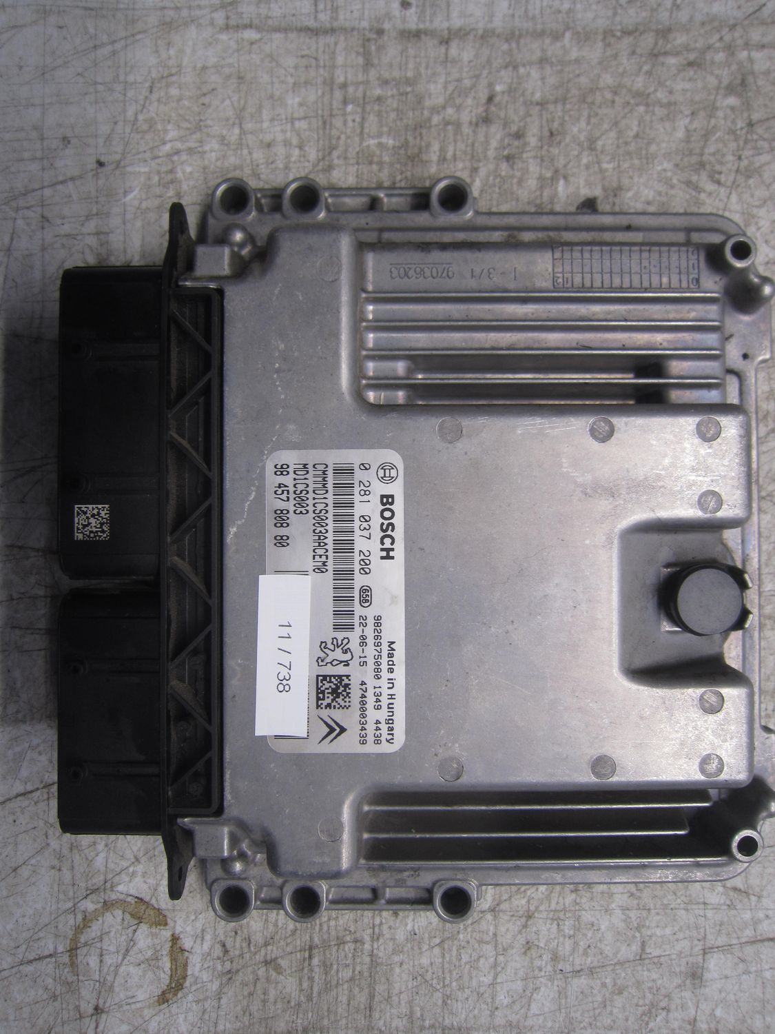 11-738 Centralina Motore Bosch 0 281 037 200 0281037200 98 457 808 80 4740003439 MD1CS003  CITROEN Diesel C 3