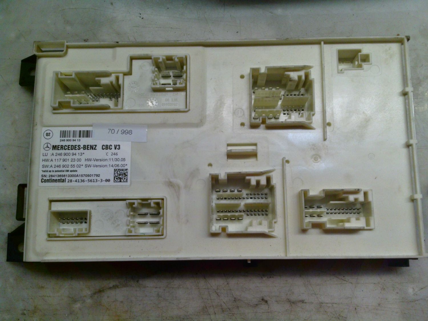 70-998 Modulo Controllo Bcm Continental A 246 900 94 13 A2469009413 28-4136-5613-3-00 CBC V3 A 117 901 23 00 A 246 902 55 02 MERCEDES  CLASSE B