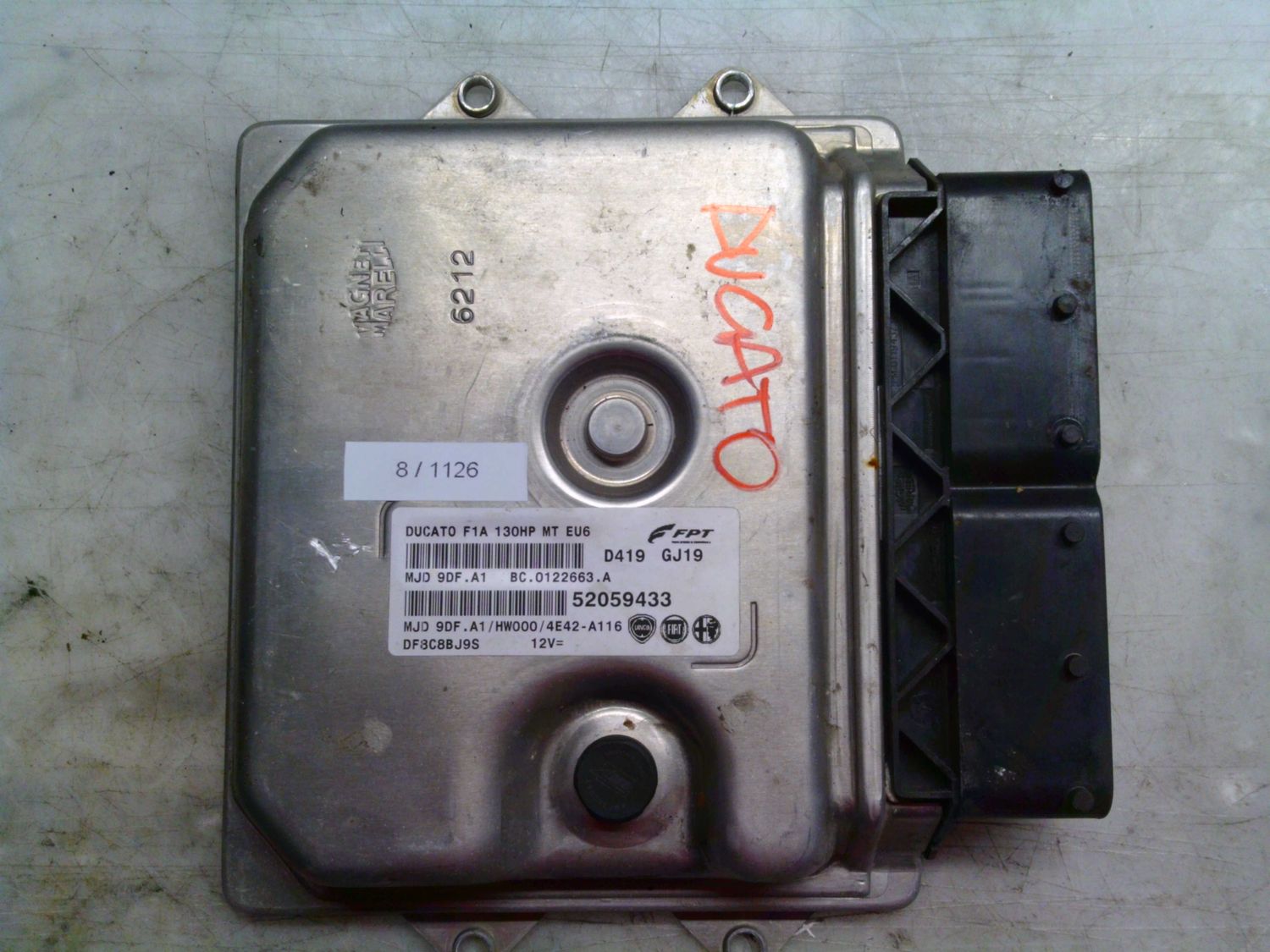 8-1126 Centralina Motore Magneti Marelli 52059433   MJD 9DF.A1 BC.0122663.A   HW000/4E42-A116 ALFA ROMEO / FIAT / LANCIA Diesel DUCATO