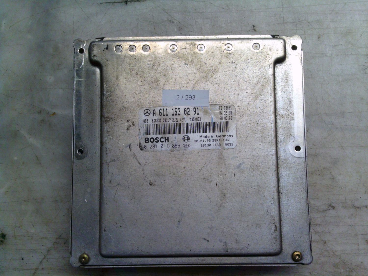 2-293 Centralina Motore Bosch 0 281 011 066 0281011066 A 611 153 02 91 28RTF134 CR1.7 Mercedes Diesel Vito 2-293 Centralina Motore Bosch 0 281 011 066 0281011066 A 611 153 02 91 28RTF134 CR1.7 Mercedes Diesel Vito