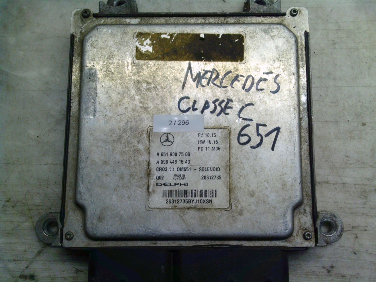 2-296 Centralina Motore Delphi 28312735   A 651 900 75 00 A 006 446 15 40 CRD3.10  MERCEDES Diesel CLASSE C