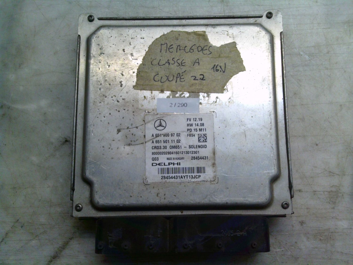 2-290 Centralina Motore Delphi 28454431   A 651 900 97 02 A 651 901 11 02 CRD3.30 OM651-SOLENOID FV 12.19   HW 14.08 Mercedes Diesel Classe A