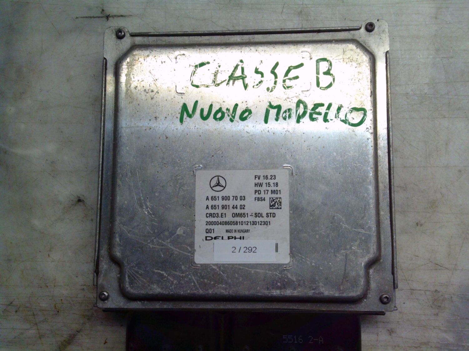 2-292 Centralina Motore Delphi 28553006   A 651 900 70 03 A 651 901 44 02 CRD3.E1  OM651-SOL STD FV 16.23   HW 15.18 Mercedes Diesel Classe A