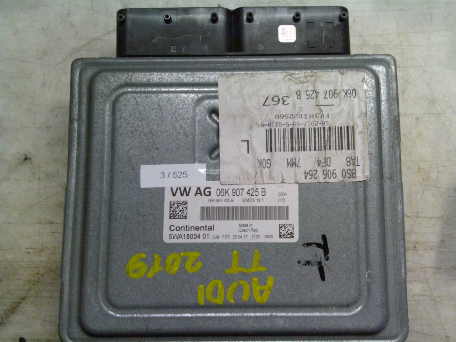 3-525 Centralina Motore Continental 5WA18004 01 5WA1800401 06K 907 425 B SIMOS 18.1 H: 13  AUDI Benzina TT