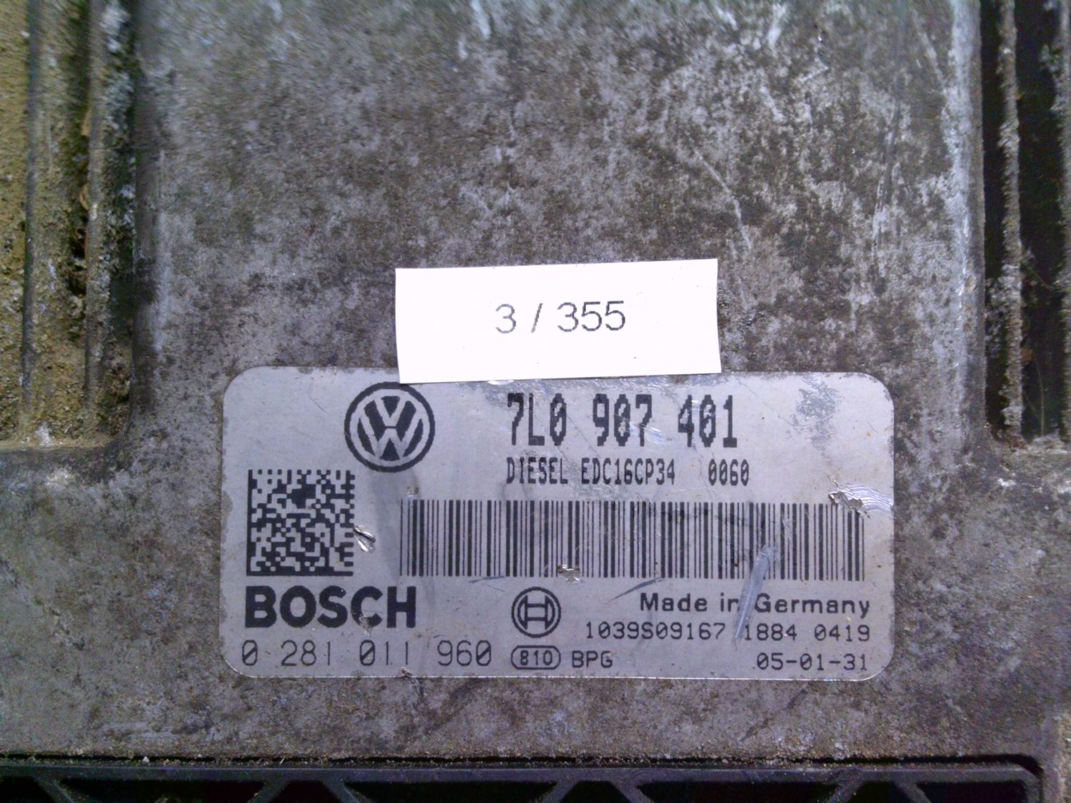 3-355 Centralina Motore Bosch 0 281 011 960 0281011960 7L0 907 401 1039S09167 EDC16CP34  Volkswagen Diesel Touareg