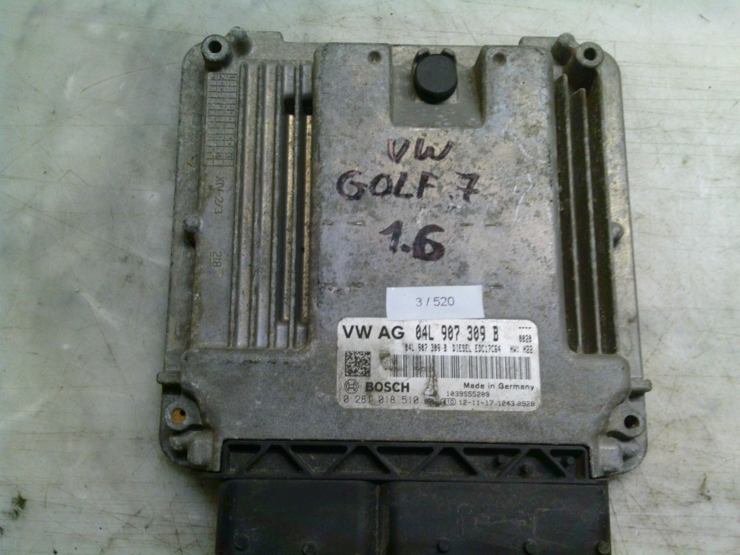 3-520 Centralina Motore Bosch 0 281 018 510 0281018510 04L 907 309 B 1039S55209 EDC17C64 Volkswagen Diesel Golf 3-520 Centralina Motore Bosch 0 281 018 510 0281018510 04L 907 309 B 1039S55209 EDC17C64 Volkswagen Diesel Golf