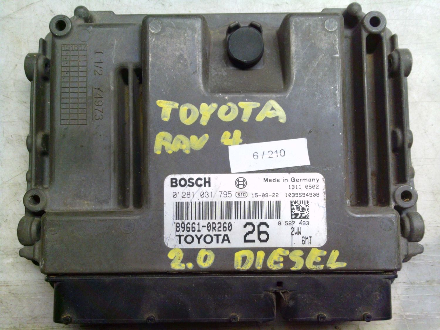 6-210 Centralina Motore Bosch 0 281 031 795 0281031795 89661-0R260 1039S94908 26  TOYOTA Diesel RAV 4