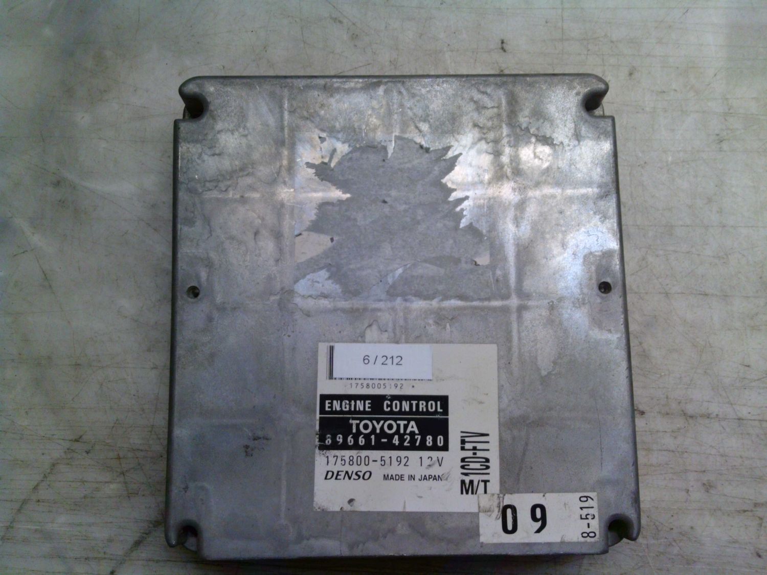 6-212 Centralina Motore Denso 89661-42780 8966142780 175800-5192 1CD-FTV 09  Toyota Diesel Rav 4