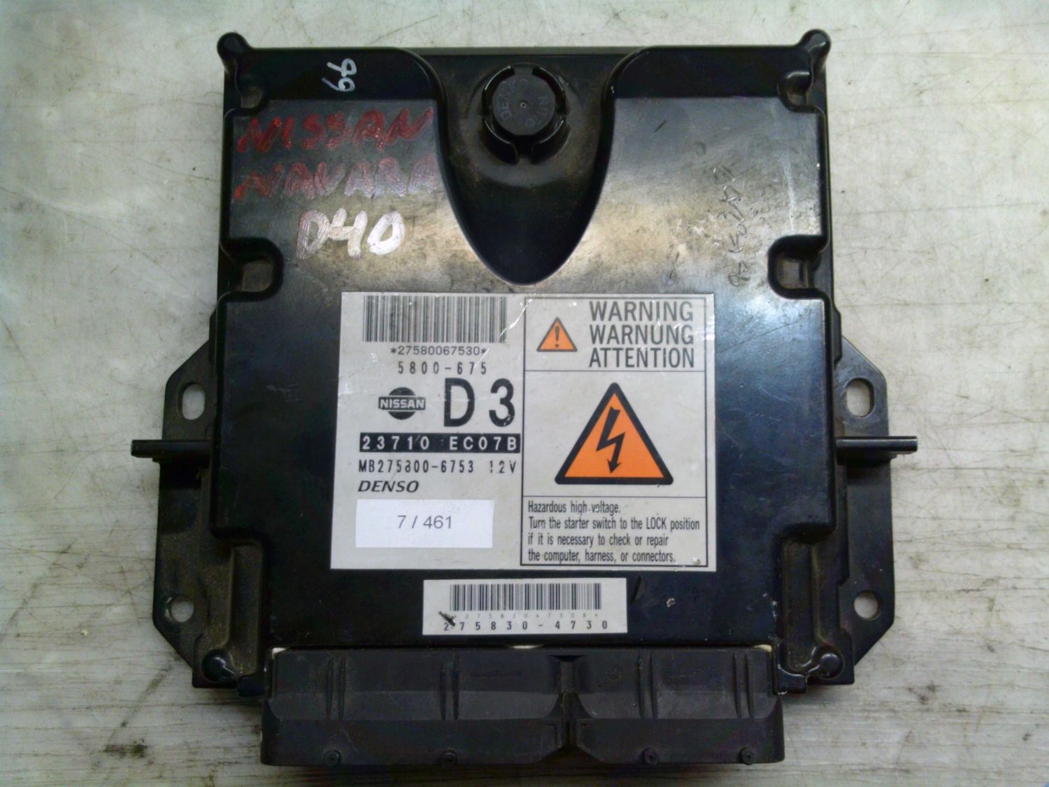 7-461 Centralina Motore Denso 23710 EC07B 23710EC07B MB275800-6753 5800-675 D3 NISSAN Diesel Navara 7-461 Centralina Motore Denso 23710 EC07B 23710EC07B MB275800-6753 5800-675 D3 NISSAN Diesel Navara