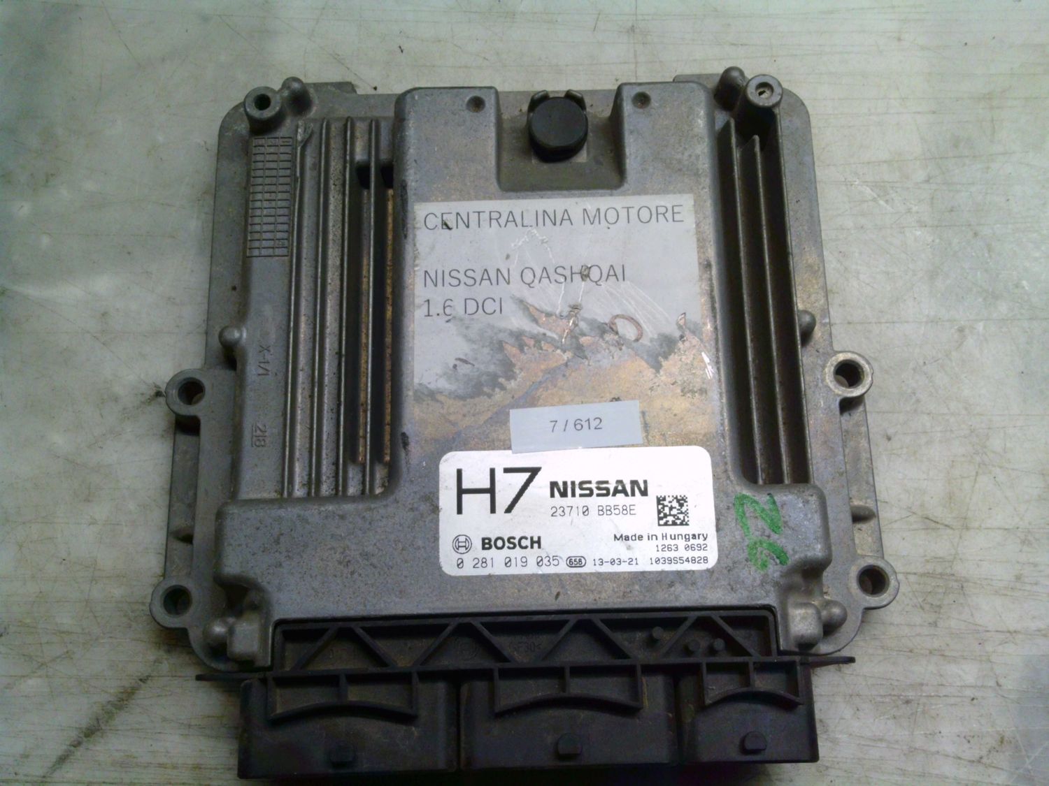 7-612 Centralina Motore Bosch 0 281 019 035 0281019035 23710 BB58E 1039S54828 H7  NISSAN Diesel QASHQAI