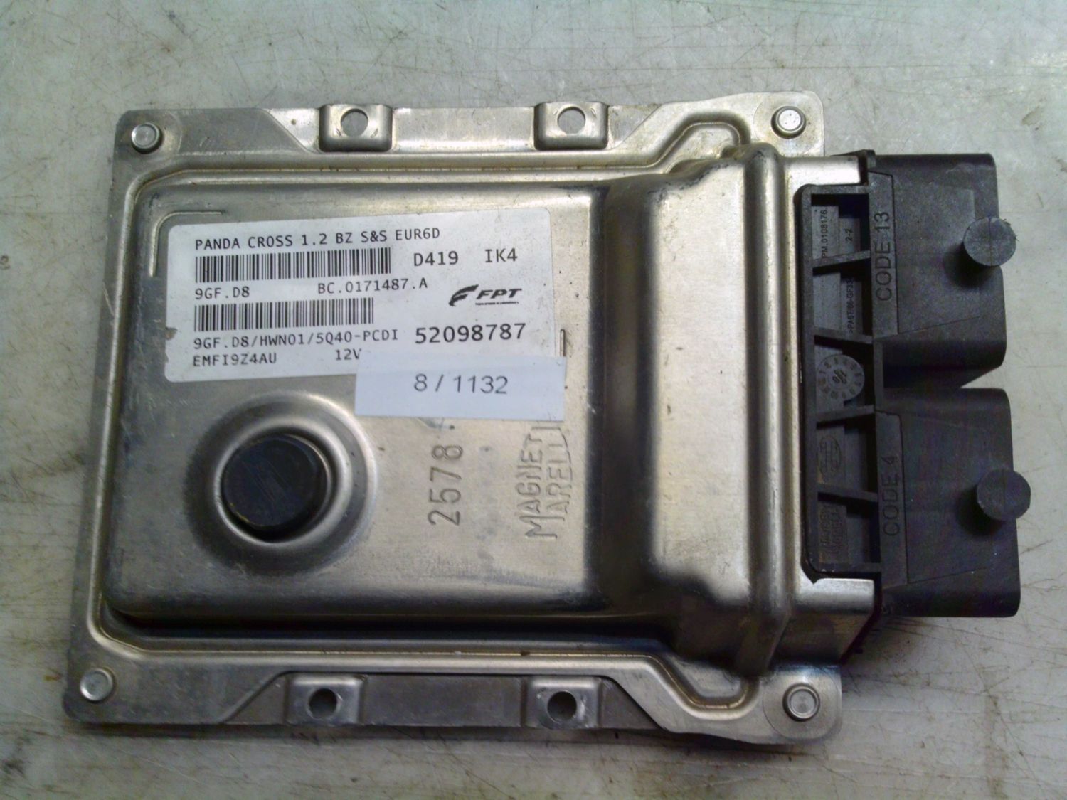 8-1132 Centralina Motore Magneti Marelli 52098787   9GF.D8 BC.0171487.A HWN01/5Q40-PCDI PANDA CROSS 1.2 BZ S&S EUR6D ALFA ROMEO / FIAT / LANCIA Benzina 500