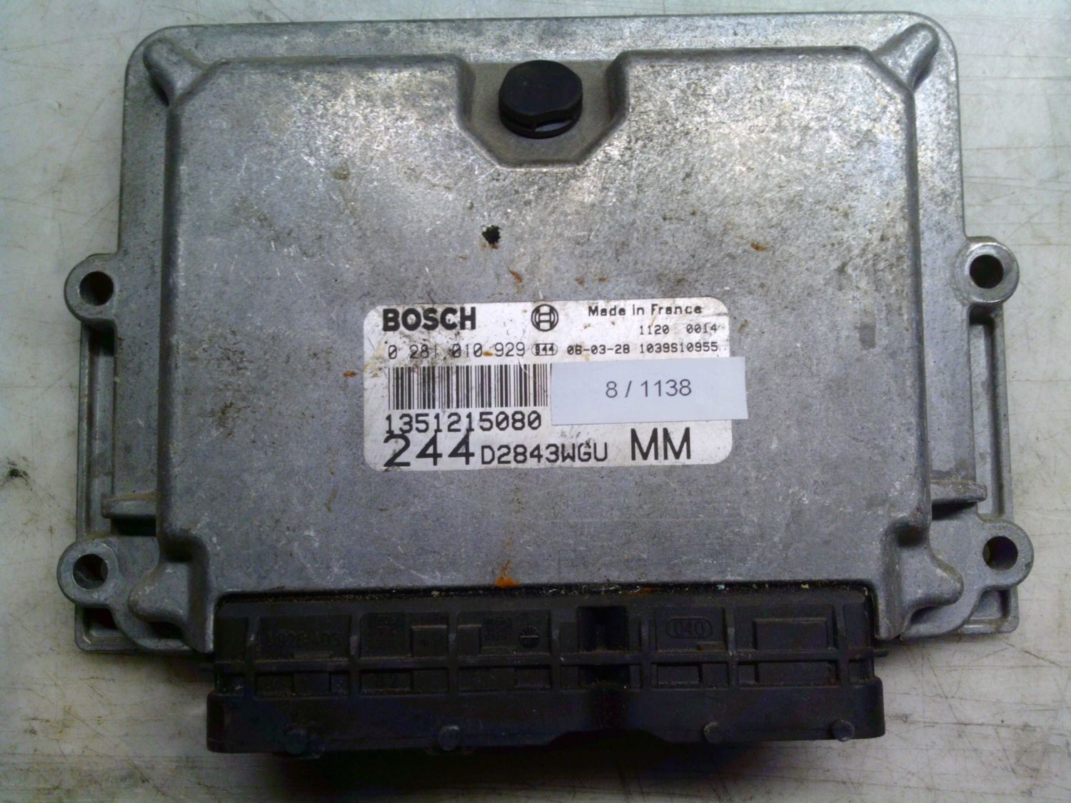 8-1138 Centralina Motore Bosch 0 281 010 929 0281010929 1351215080 1039S10955 EDC15C2 244D2843WGUMM ALFA ROMEO / FIAT / LANCIA Diesel DUCATO