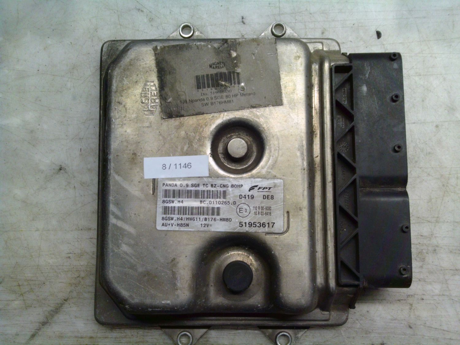 8-1146 Centralina Motore Magneti Marelli 51953617   BC.0110265.D 8GSW.H4  HW611/B176-HM80 Alfa Romeo / Fiat / Lancia Benzina 500