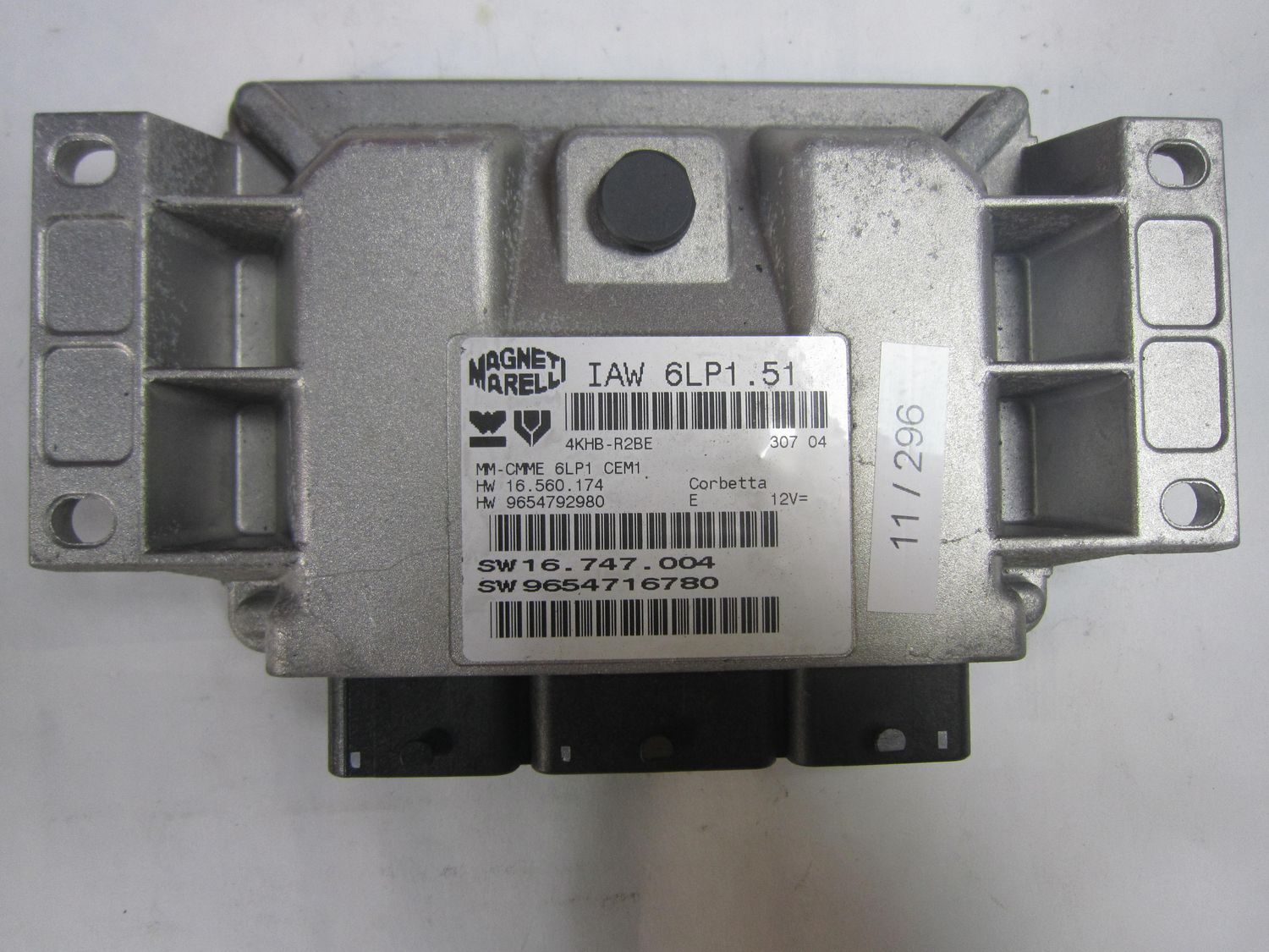 11-296 Centralina Motore Magneti Marelli IAW 6LP1.51 IAW6LP1.51 9654792980 MM-CMME 6LP1 CEM1 16560174 SW 16747004 Citroen / Peugeot Benzina Varie