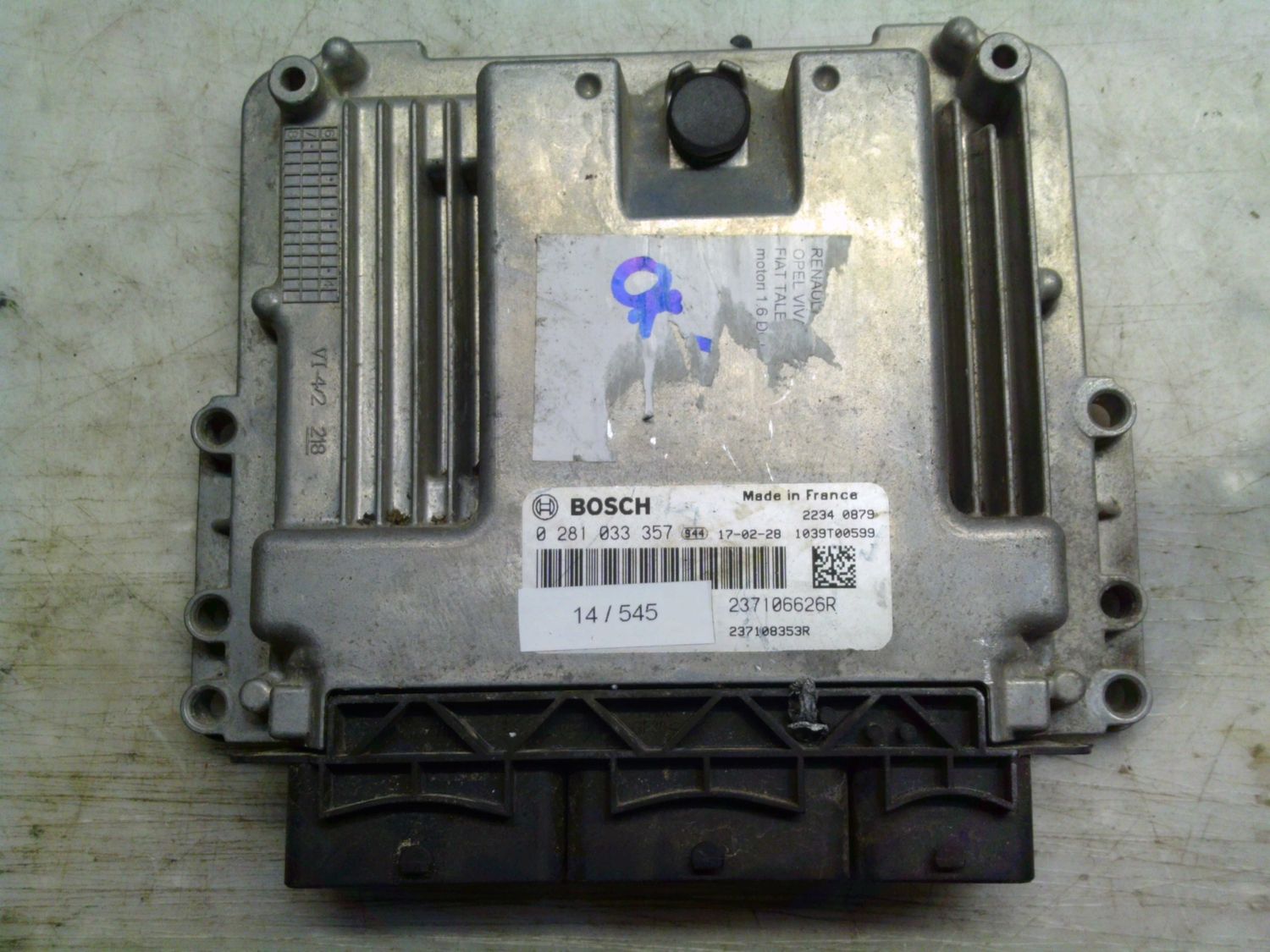 14-545 Centralina Motore Bosch 0 281 033 357 0281033357 237106626R 1039T00599 237108353R  RENAULT Diesel TRAFIC