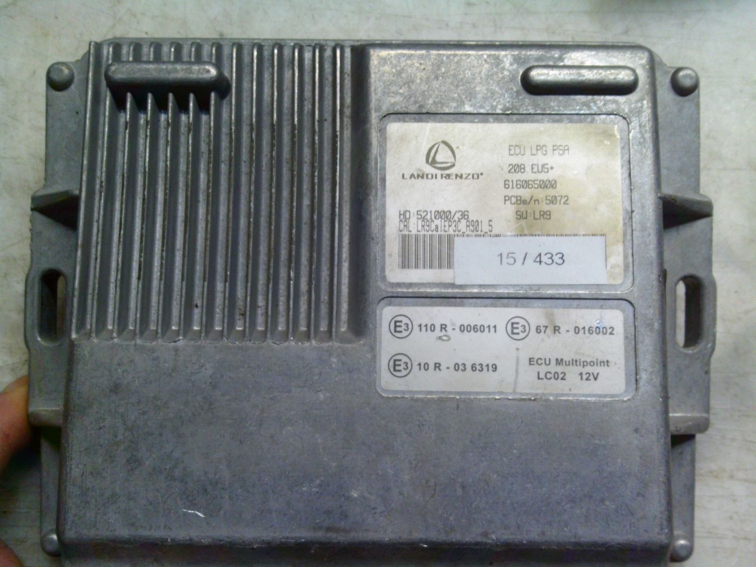 15-433 Centralina Gas Gpl Landi Renzo 616065000   ECU LPG PSA HD : 521000/36    CITROEN / PEUGEOT Benzina / Gpl 208