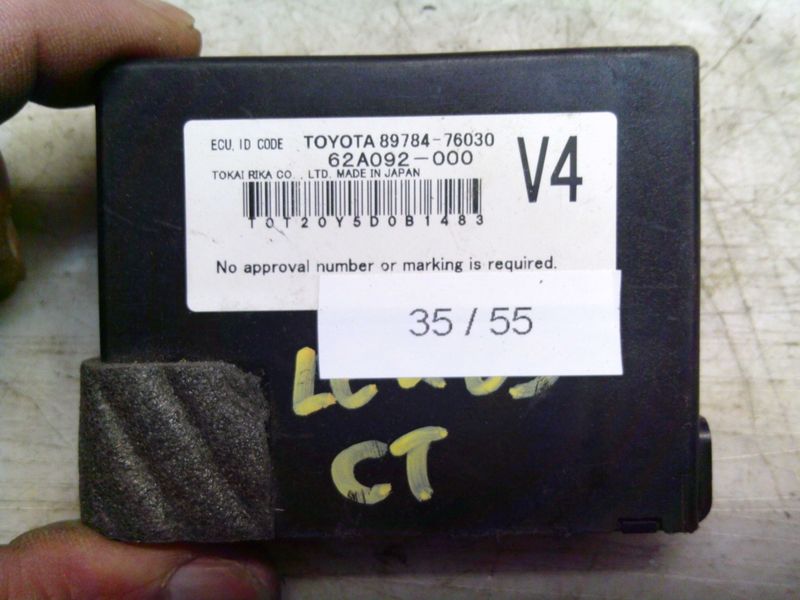 35-55 Centralina Immobilizer Toyota 89784-76030 8978476030 62A092-000    LEXUS  CT 200
