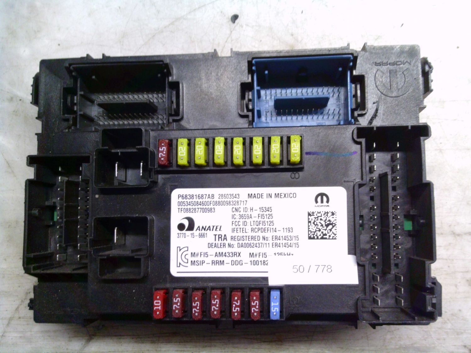 50-778 Body Computer Mopar P68381687AB   28603543    JEEP Diesel Compass