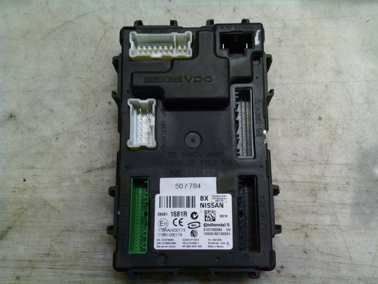 50-784 Body Computer Siemens 284B1 1681R 284B11681R S122736038A A2C53211952 RENAULT KOLEOS 50-784 Body Computer Siemens 284B1 1681R 284B11681R S122736038A A2C53211952 RENAULT KOLEOS