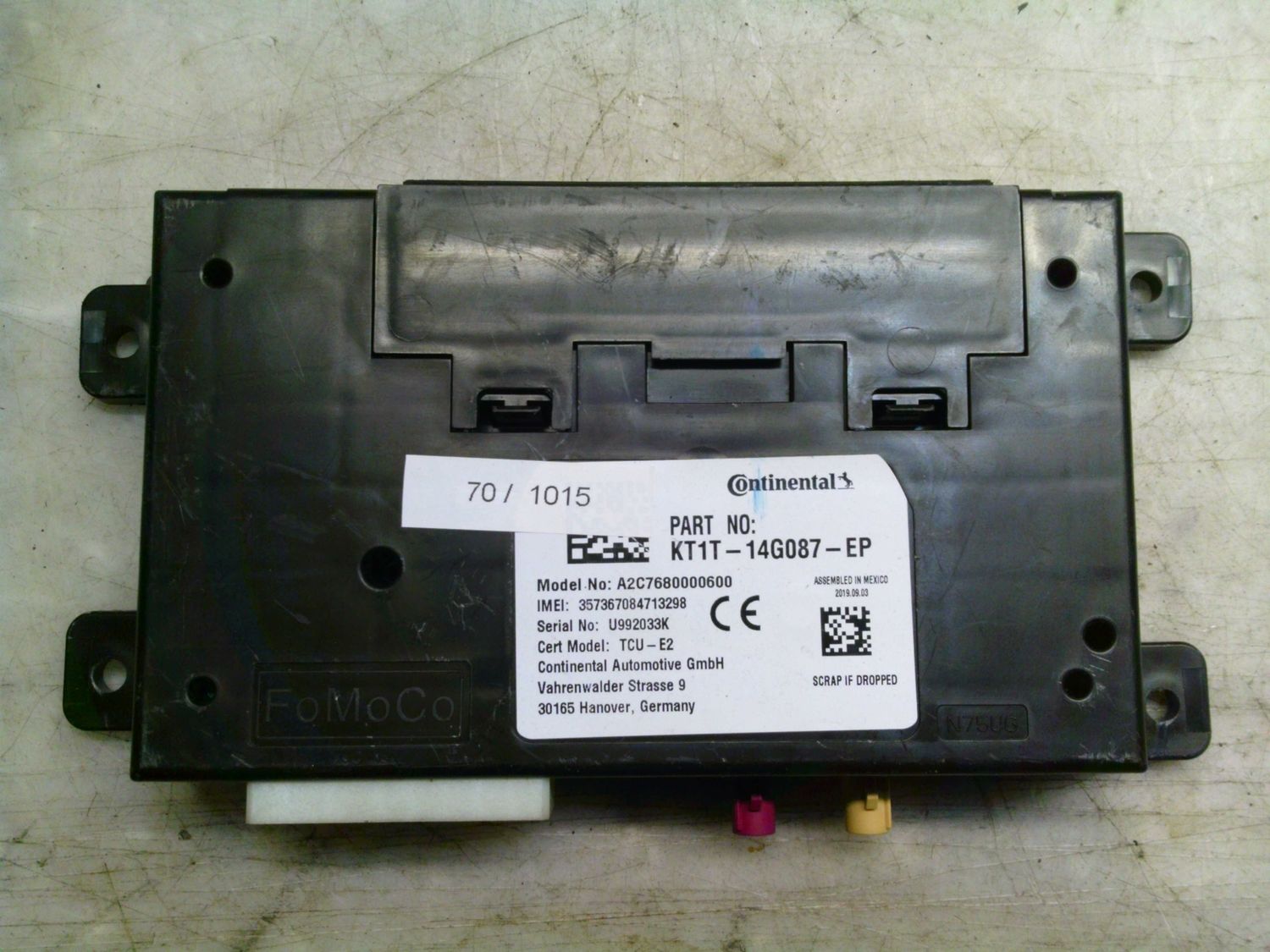 70-1015 Centralina Bluetooth Continental KT1T-14G087-EP KT1T14G087EP A2C7680000600    FORD  VARIE