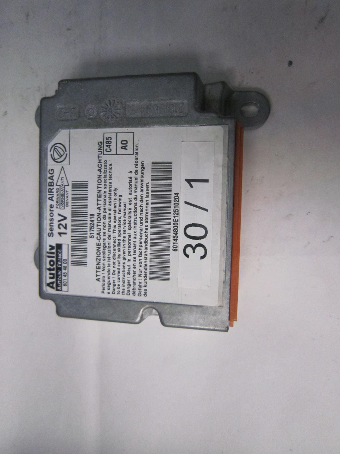 30-1 Centralina Airbag Autoliv 601 45 48 00 601454800 51752418    Alfa Romeo / Fiat / Lancia  Ypsilon