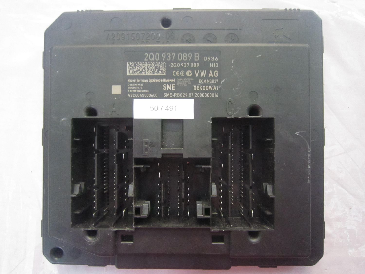 50-491 Body Computer Continental 2Q0 937 089 B 2Q0937089B BCM MQB27 A3C0045000600   Skoda  Fabia