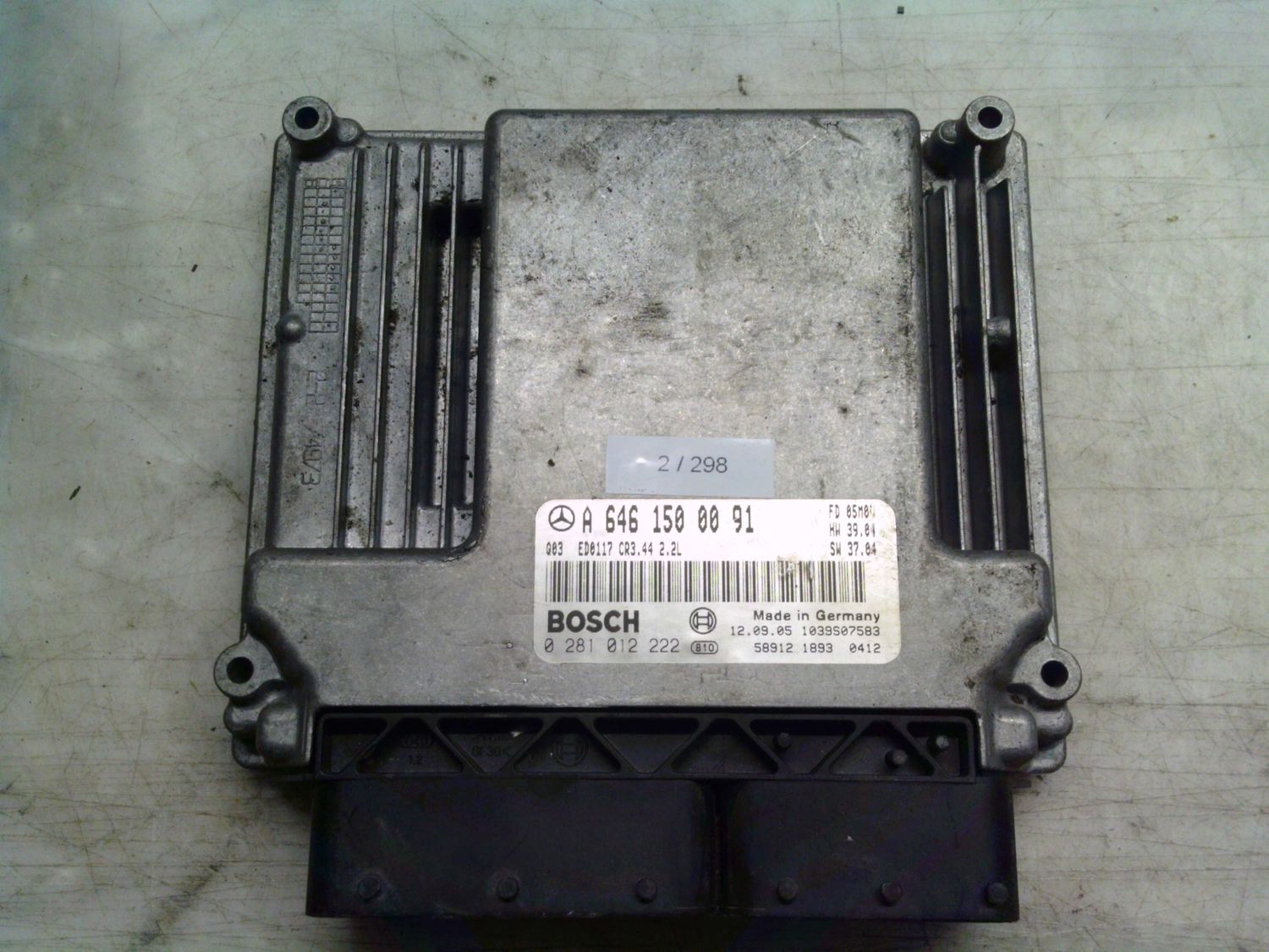 2-298 Centralina Motore Bosch 0 281 012 222 0281012222 A 646 150 00 91 1039S07583 CR3.44  MERCEDES Diesel CLASSE C