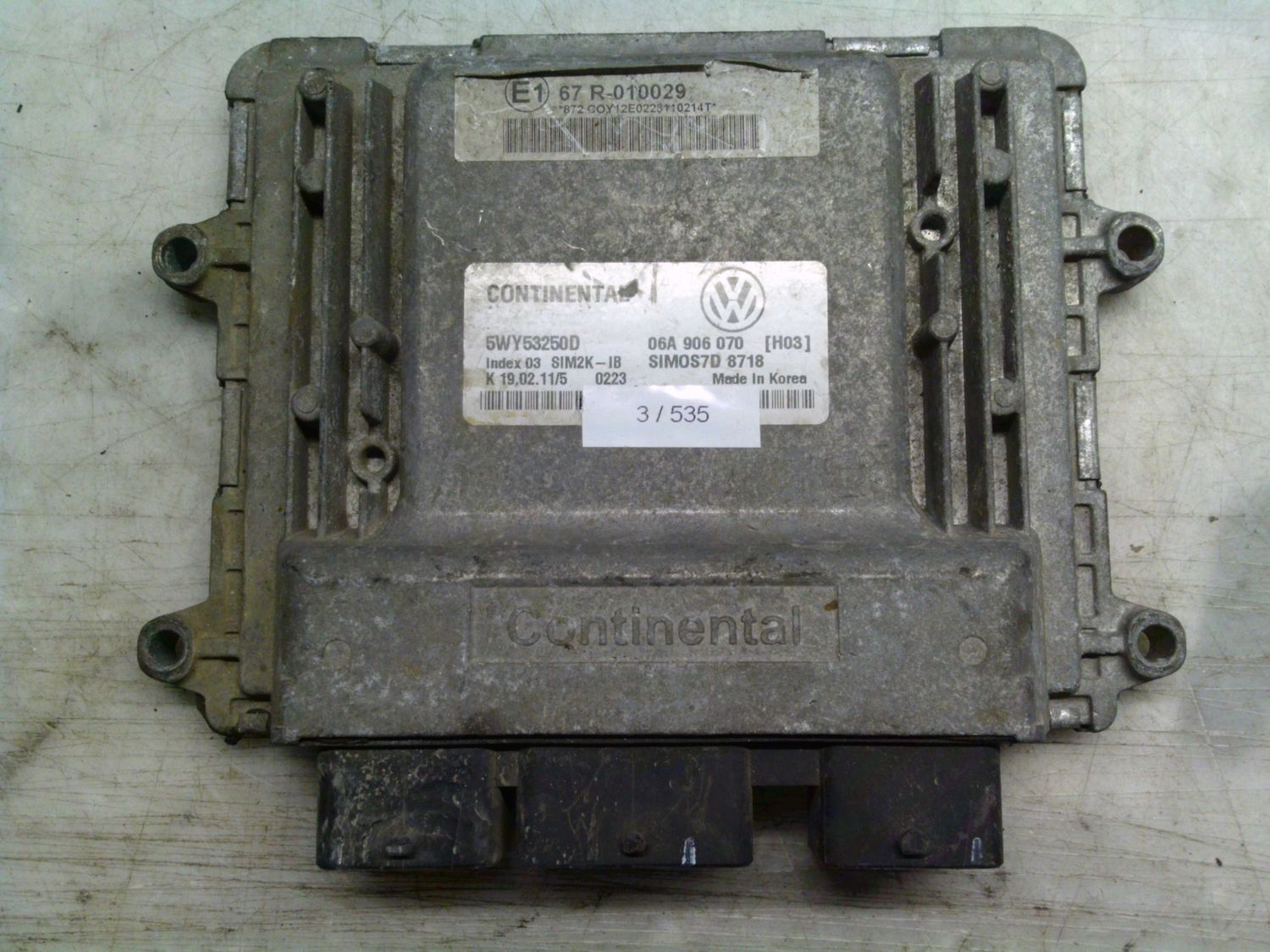 3-535 Centralina Motore Continental 5WY53250D   06A 906 070 SIMOS7D 8718 INDEX 03 SIM2K-IB VOLKSWAGEN Benzina GOLF