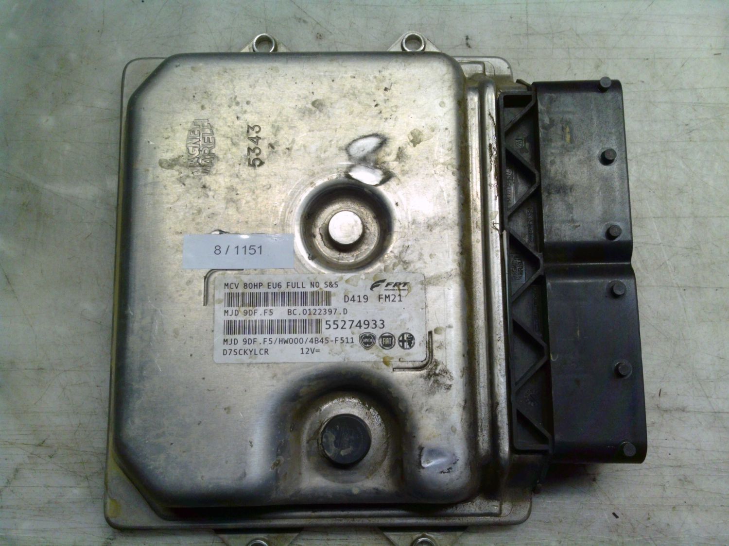 8-1151 Centralina Motore Magneti Marelli 55274933   MJD 9DF.F5 BC.0122397.D MCV 80HP EU6 FULL NO S&S HW000/4B45-F511 ALFA ROMEO / FIAT / LANCIA Diesel Varie