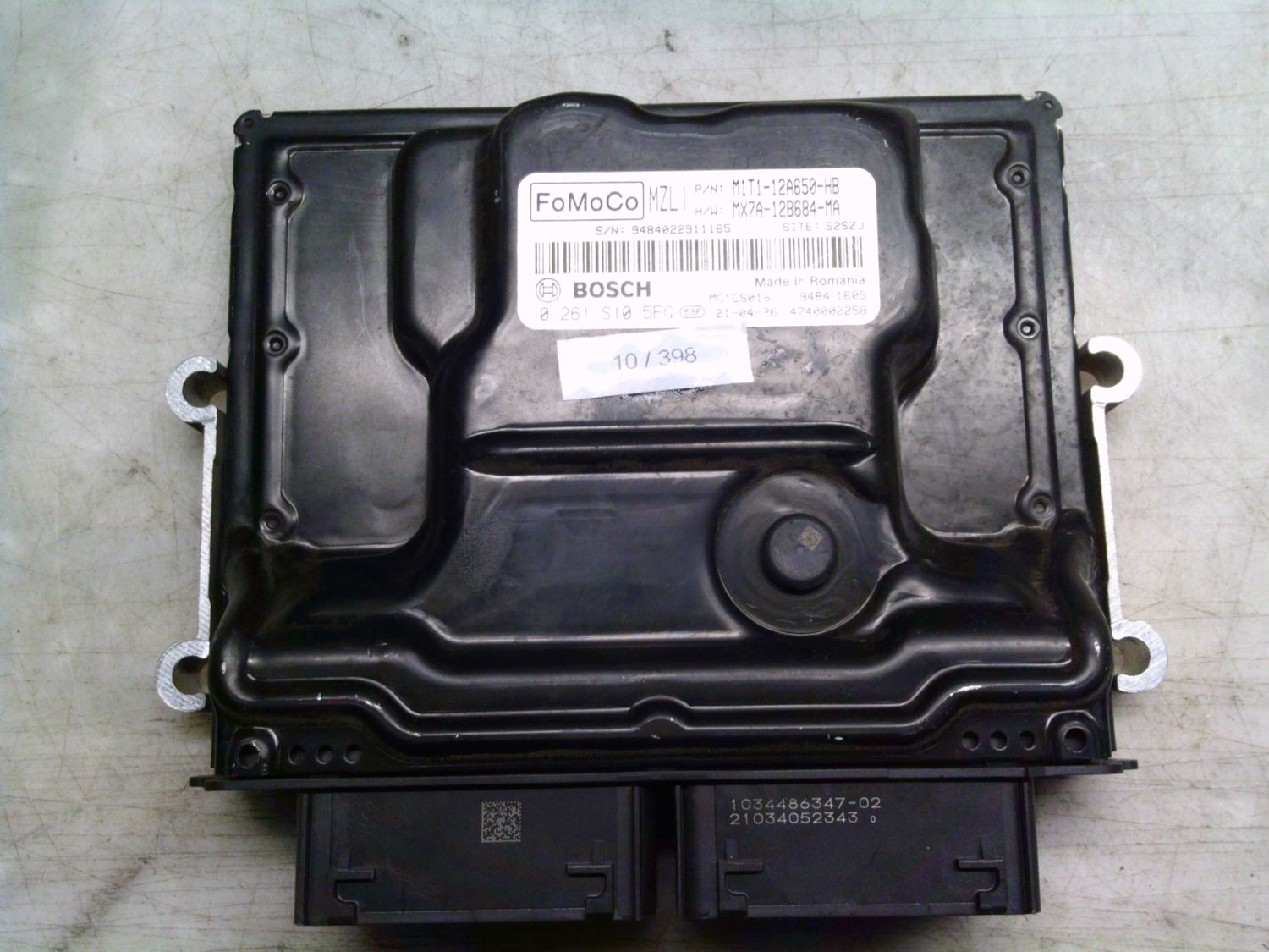 10-398 Centralina Motore Bosch 0 261 S10 5FG 0261S105FG M1T1-12A650-HB 4740002258 MX7A-12B684-MA MG1CS016 FORD Elettrica / Benzina PUMA