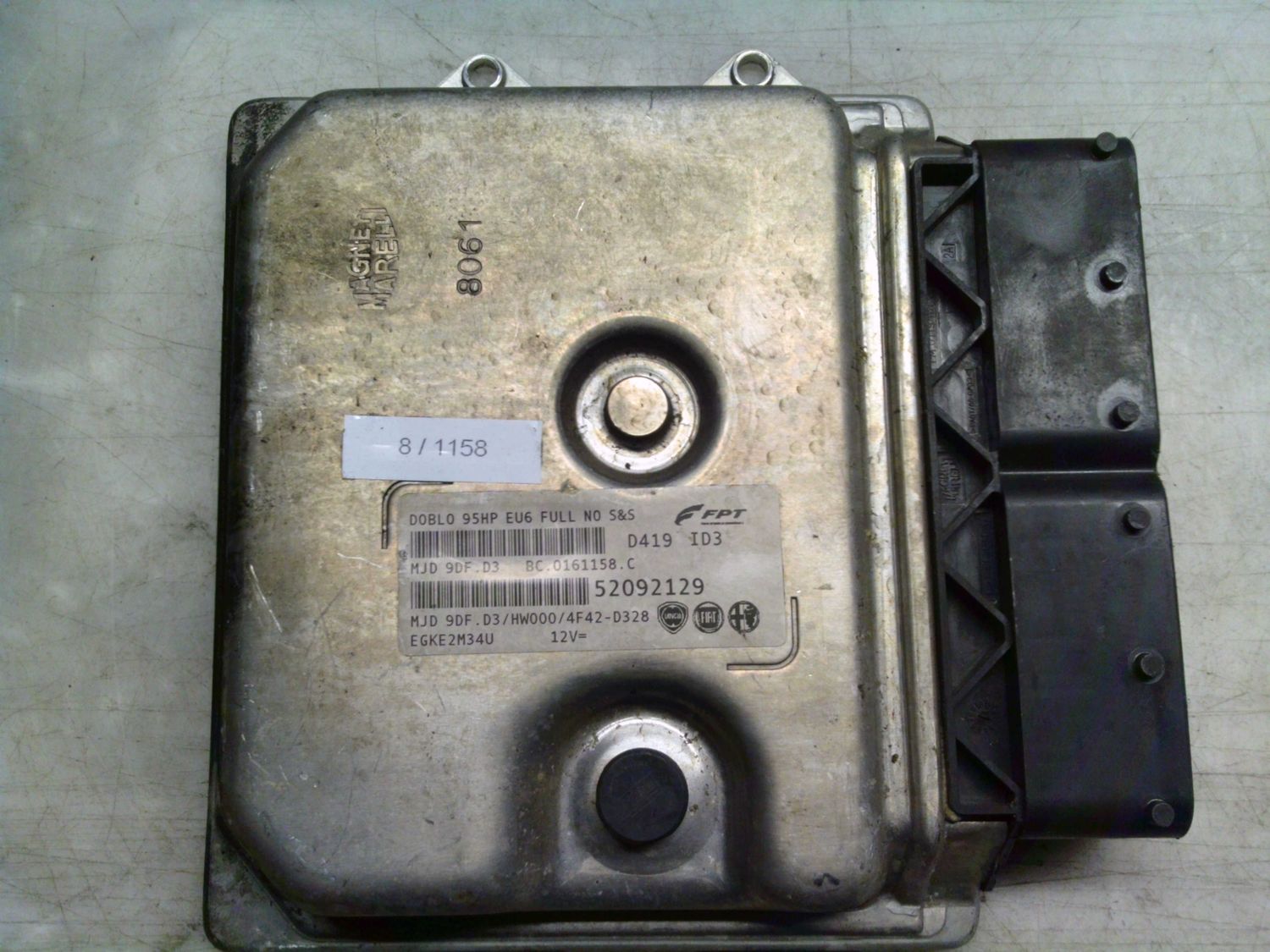 8-1158 Centralina Motore Magneti Marelli 52092129   MJD 9DF.D3 BC.0161158.C   HW000/4F42-D328 FIAT Diesel Doblo'