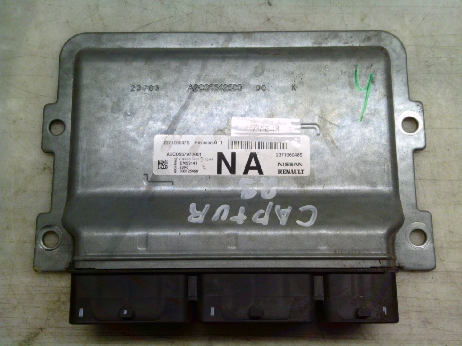 7-644 Centralina Motore Vitesco Techologies 237106047S   237106048S A3C0557970001 EMS 3141  DACIA Benzina Duster