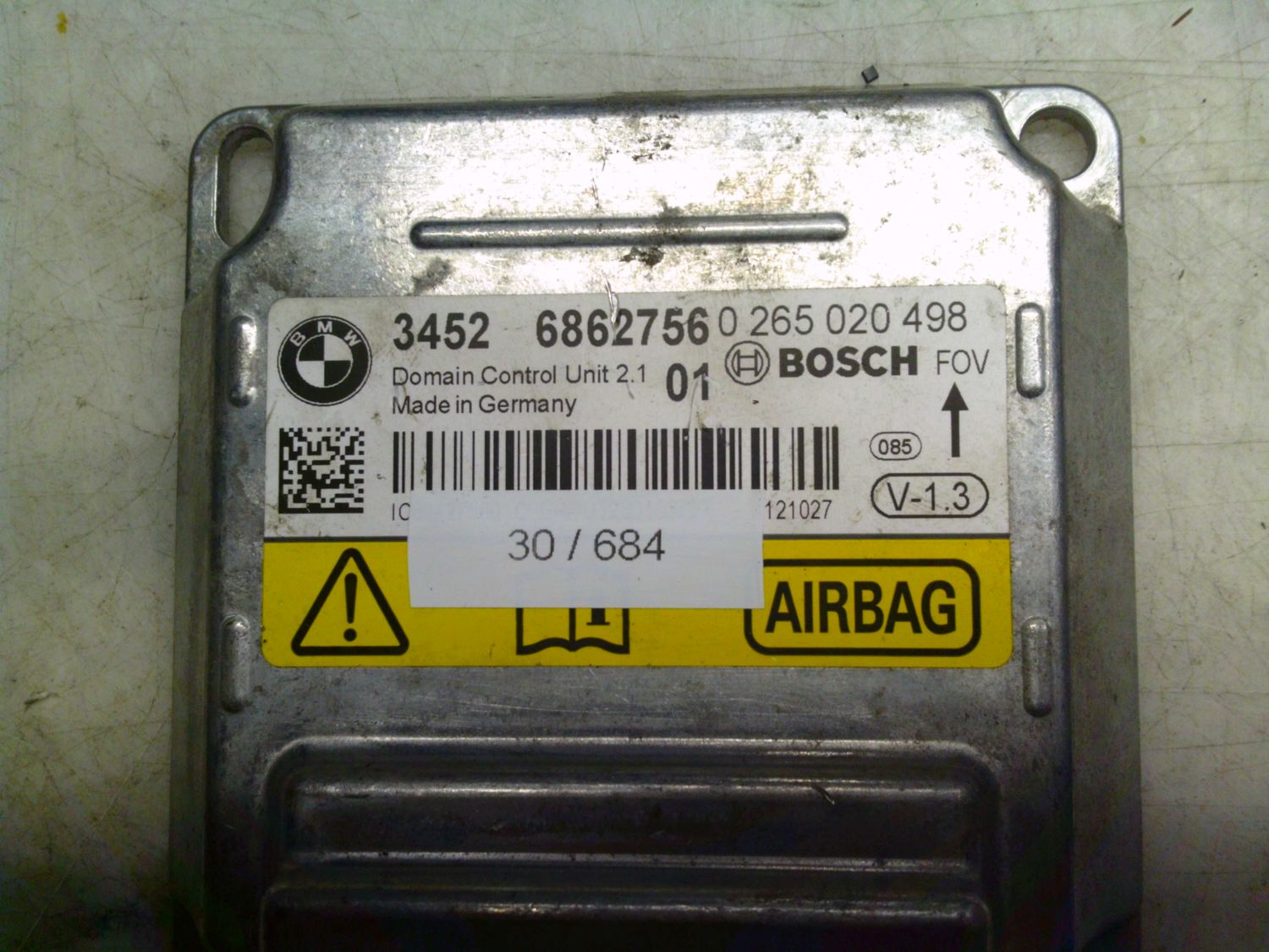 30-684 Centralina Airbag Bosch 0 265 020 498 0265020498 3452 6862756    BMW  Serie 3